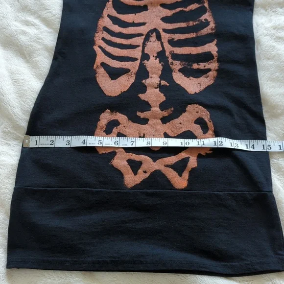 *RARE* Rockin' Bones Custom Halter Tunic/Dress Black with Orange Skeleton XS - Picture 6 of 9